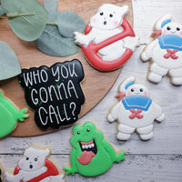 Decorated Ghostbusters themed personalised cookies